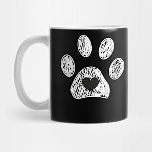 Doodle paw print with heart white Mug